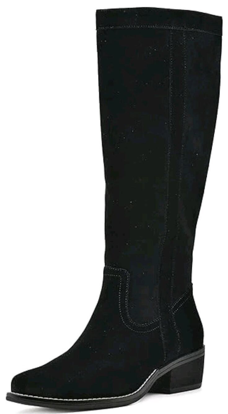 White Mountain ~Woman Size 9M~Black Altitude Bootie Suede Tall Shaft Boots NWOB